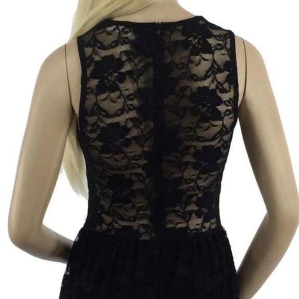Vintage Y2K TOBI Black Floral Lace Sleeveless Fit & Flare A-Line Mini Dress - Picture 7 of 10
